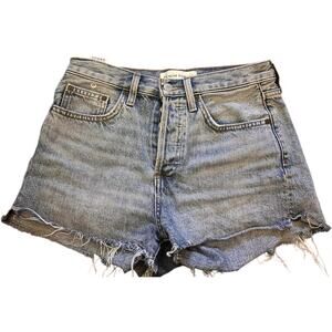 Aritzia Denim Forum Yoko High Rise Button Fly Raw Hem Cut Off Shorts, Size 26